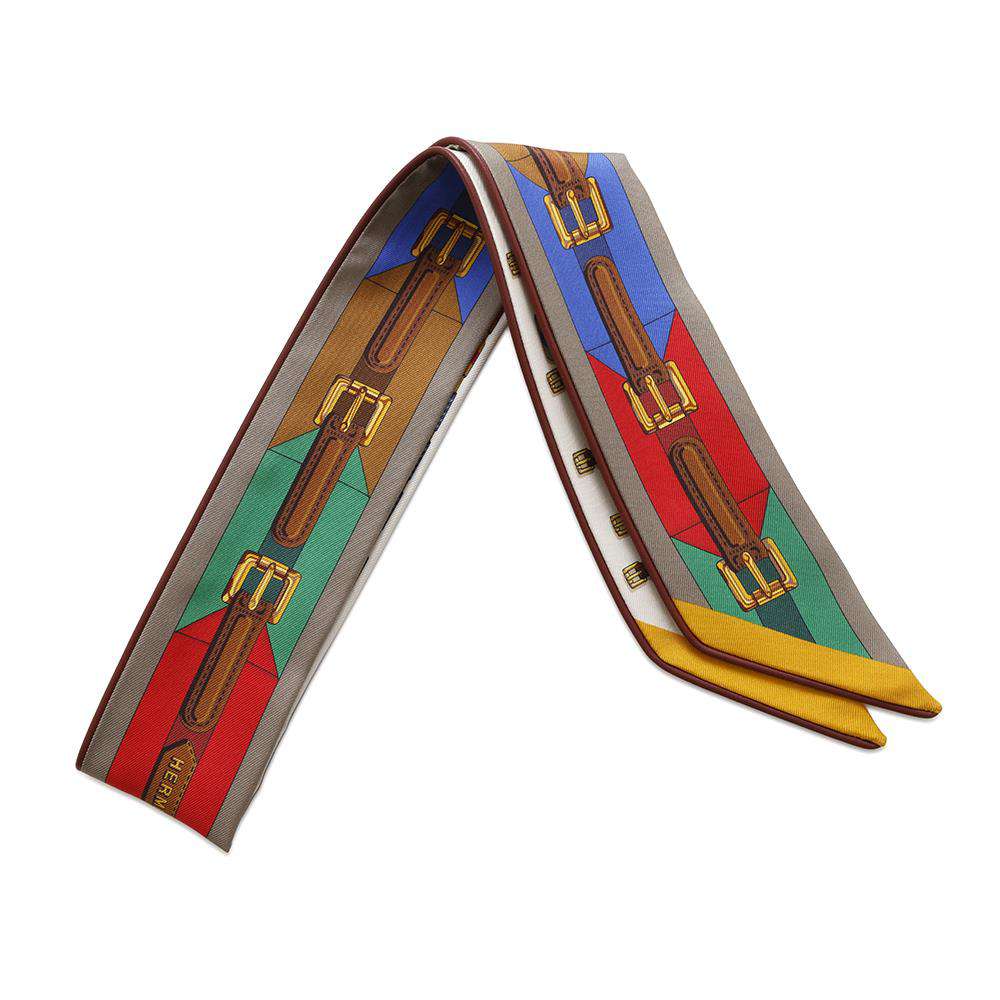 HERMES Twilly Sanglede toujours Les Sangles Miel/Vert/Rouge/Multicolor Silk100%