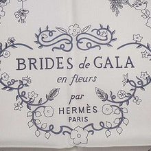 将图像加载到图库查看器中，HERMES Carre Bride de Gala en Fleur Size 90 Ebene/Blanc/Grease Silk100%
