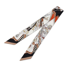 Load image into Gallery viewer, HERMES Twilly Bouquets Sellie Saddler&#39;s Bouquet Blanc/Black/Caramel Silk100%
