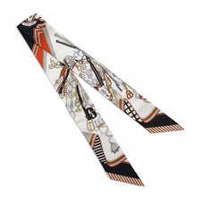 Load image into Gallery viewer, HERMES Twilly Bouquets Sellie Saddler&#39;s Bouquet Blanc/Black/Caramel Silk100%
