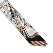 Load image into Gallery viewer, HERMES Twilly Bouquets Sellie Saddler&#39;s Bouquet Blanc/Black/Caramel Silk100%
