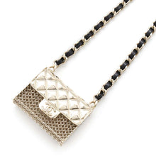 Load image into Gallery viewer, CHANEL Matelasse Bag-shaped Choker Bag Charm Champagne Gold/BlackAB6136 Metal
