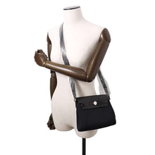 Load image into Gallery viewer, HERMES Herbag zip Black Toile Military Vache Hunter Leather Size Mini

