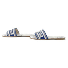 将图像加载到图库查看器中，Dior Dway Slide Sandals Toile de Jouy Blue/WhiteKCQ209RIY Leather Canvas Size 36 1/2
