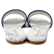 将图像加载到图库查看器中，Dior Dway Slide Sandals Toile de Jouy Blue/WhiteKCQ209RIY Leather Canvas Size 36 1/2
