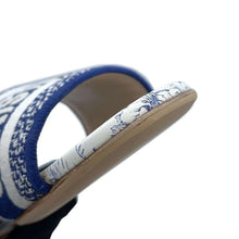 将图像加载到图库查看器中，Dior Dway Slide Sandals Toile de Jouy Blue/WhiteKCQ209RIY Leather Canvas Size 36 1/2
