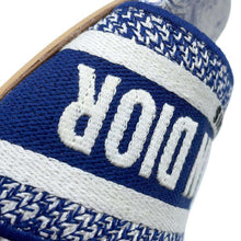 将图像加载到图库查看器中，Dior Dway Slide Sandals Toile de Jouy Blue/WhiteKCQ209RIY Leather Canvas Size 36 1/2
