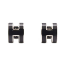 Load image into Gallery viewer, HERMES Pop Ash Earrings Size Mini Black Lacquer Metal
