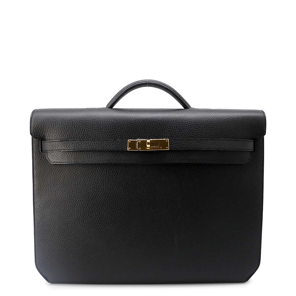 HERMES Kelly Depeche Black Vache Trekking Leather Size 36