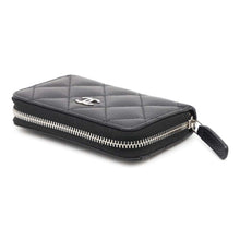 将图像加载到图库查看器中，CHANEL Matelasse Classic Zip Coin Purse BlackAP0216 Caviar Leather
