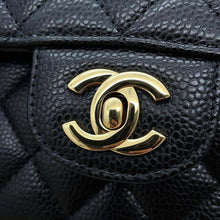 Load image into Gallery viewer, CHANEL Matelasse W Flap ChainShoulder Bag BlackA01112 Caviar Leather Size 25
