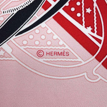 将图像加载到图库查看器中，HERMES Carre Grand Manege Bandana Love Grandma Neige Bandana Love Valentine&#39;s Collection Limited Size 70 Rouge/Rose/Black Silk100%

