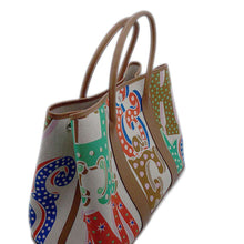 Load image into Gallery viewer, HERMES Garden Party Electric Capucines/Ecru/Beige/Gold Toile HPlume Negonda Leather Size PM
