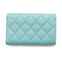 将图像加载到图库查看器中，CHANEL Matelasse Medium Wallet Turquise BlueAP0232 Caviar Leather
