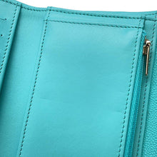 将图像加载到图库查看器中，CHANEL Matelasse Medium Wallet Turquise BlueAP0232 Caviar Leather
