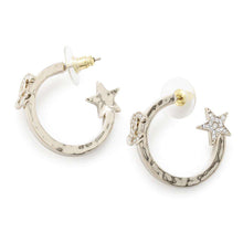 将图像加载到图库查看器中，CHANEL CC Logo Star Hoop Earrings Champagne GoldABB493 Metal Rhinestone
