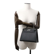将图像加载到图库查看器中，HERMES Kelly Sellier Black Epsom Size 25
