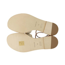 将图像加载到图库查看器中，HERMES Santorini Sandals Gold/BeigeH251069Z Canvas Leather Size 36
