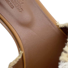 将图像加载到图库查看器中，HERMES Santorini Sandals Gold/BeigeH251069Z Canvas Leather Size 36
