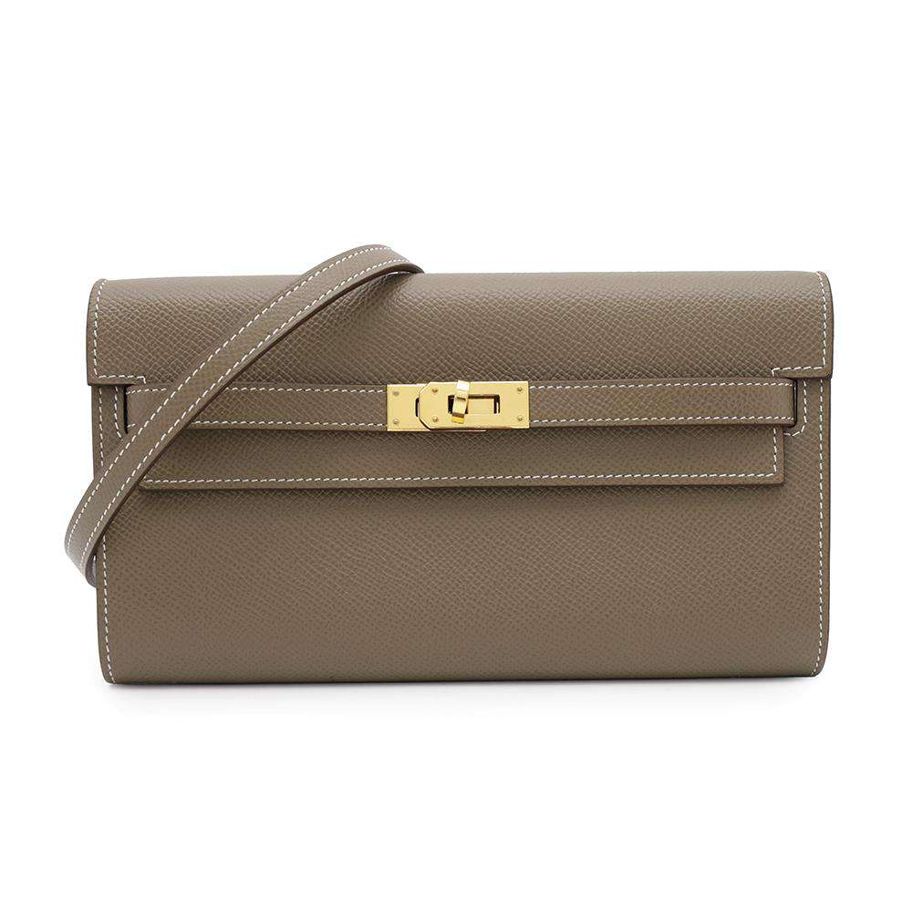 HERMES Kelly wallet long to go Etoupe Epsom