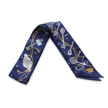 Load image into Gallery viewer, HERMES Twilly LE CLES A POIS Marine/Grease Algeon Silk100%
