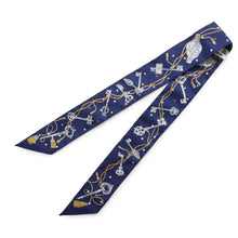 Load image into Gallery viewer, HERMES Twilly LE CLES A POIS Marine/Grease Algeon Silk100%
