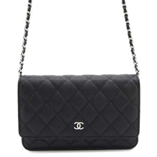 将图像加载到图库查看器中，CHANEL Matelasse Chain wallet BlackAP0250 Caviar Leather
