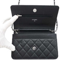 将图像加载到图库查看器中，CHANEL Matelasse Chain wallet BlackAP0250 Caviar Leather
