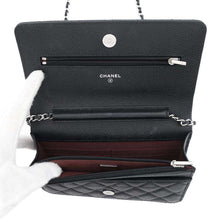 将图像加载到图库查看器中，CHANEL Matelasse Chain wallet BlackAP0250 Caviar Leather
