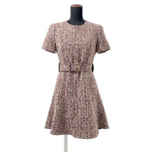 将图像加载到图库查看器中，LOUIS VUITTON Belted Tweed Skater Dress Size 38 Multicolor Wool 56% Cotton19% Polyester9% Nylon9% Rayon7%
