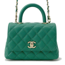 将图像加载到图库查看器中，CHANEL Handbag CC Logo Top Handle GreenAS2215 Caviar Leather Size XXS
