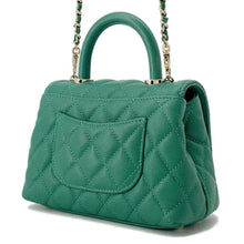 将图像加载到图库查看器中，CHANEL Handbag CC Logo Top Handle GreenAS2215 Caviar Leather Size XXS
