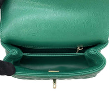 将图像加载到图库查看器中，CHANEL Handbag CC Logo Top Handle GreenAS2215 Caviar Leather Size XXS
