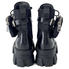 将图像加载到图库查看器中，PRADA PRADA Monolith Pouch Leather x Re-Nylon Combat Boots Black1T255M Leather Nylon Size 37 2/1
