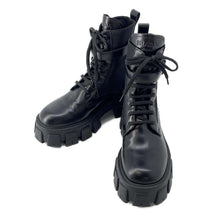 将图像加载到图库查看器中，PRADA PRADA Monolith Pouch Leather x Re-Nylon Combat Boots Black1T255M Leather Nylon Size 37 2/1
