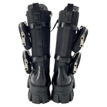 Load image into Gallery viewer, PRADA Long Boots Monolith Combat Boots with Pouch Black Leather Nylon Size 37 2/1
