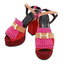 Load image into Gallery viewer, HERMES Sandals Pink/Multicolor suede Size 35 1/2
