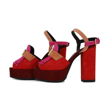 Load image into Gallery viewer, HERMES Sandals Pink/Multicolor suede Size 35 1/2

