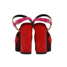 Load image into Gallery viewer, HERMES Sandals Pink/Multicolor suede Size 35 1/2
