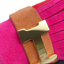 Load image into Gallery viewer, HERMES Sandals Pink/Multicolor suede Size 35 1/2
