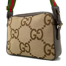 将图像加载到图库查看器中，GUCCI Jumbo GG Messenger Beige/Brown675891 Canvas Leather
