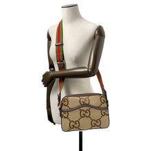 将图像加载到图库查看器中，GUCCI Jumbo GG Messenger Beige/Brown675891 Canvas Leather
