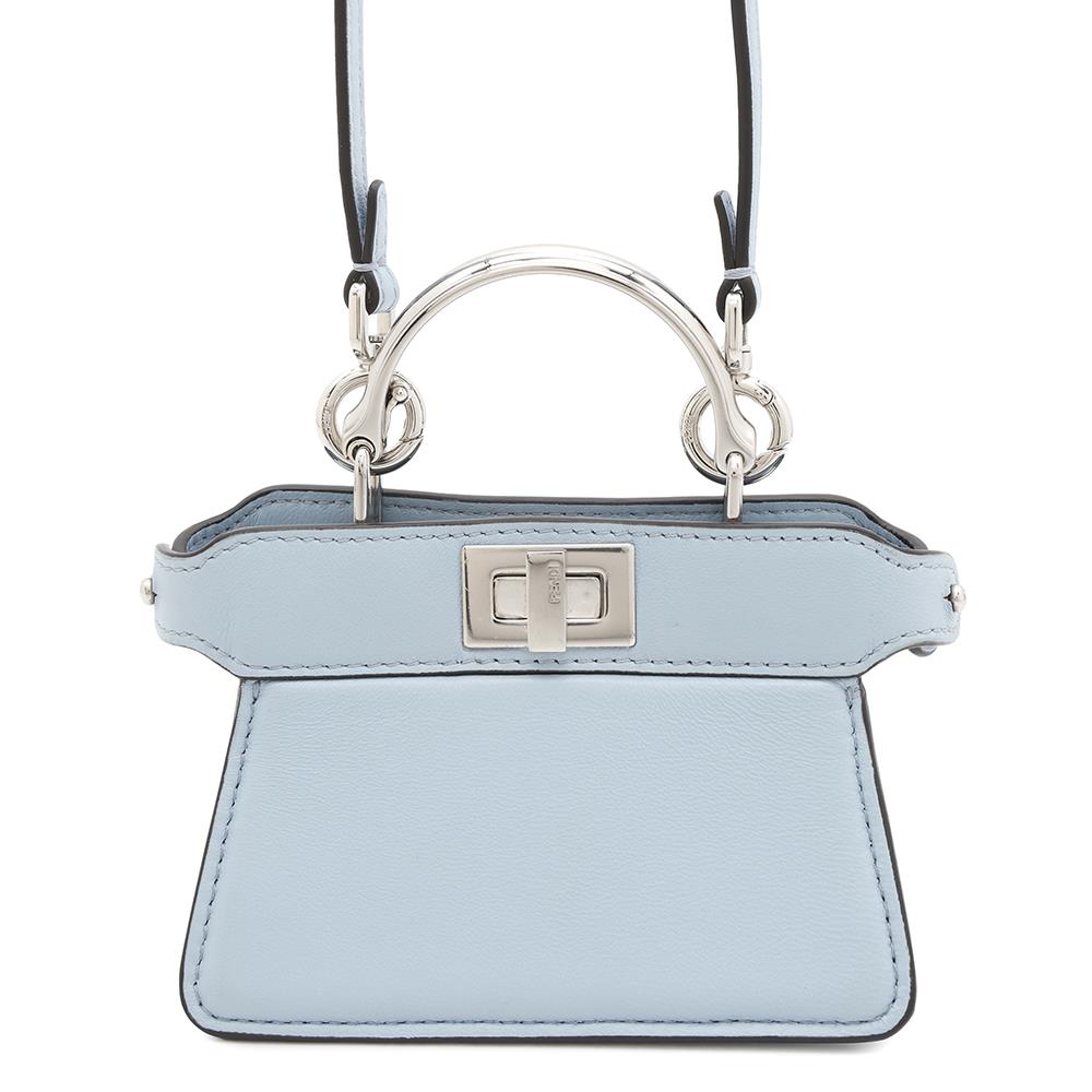 FENDI Peekaboo Icy You Light Blue7AS106 Leather Size Small Micro