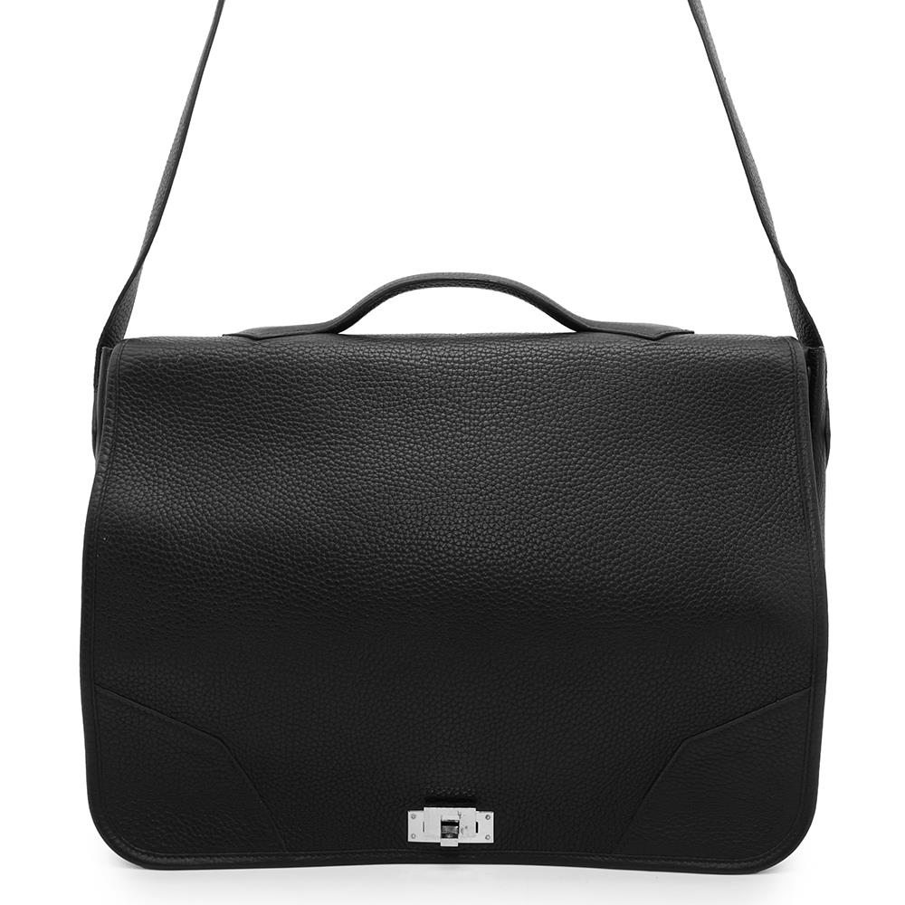 HERMES Victoria Messenger Bag Black Taurillon Clemence