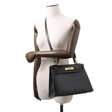 将图像加载到图库查看器中，HERMES Kelly Black Box Calf Leather Size 28
