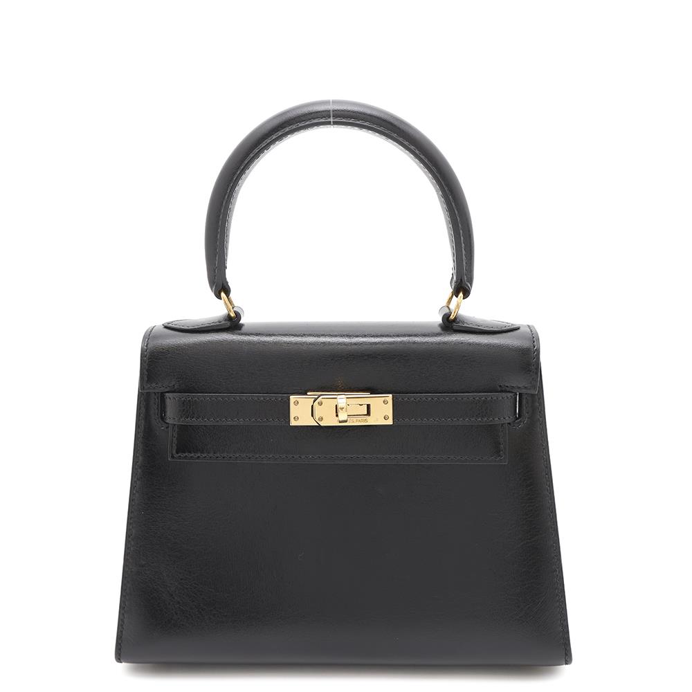 HERMES Mini Kelly Black Box Calf Leather