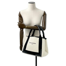 Load image into Gallery viewer, BALENCIAGA Navy Kabas Black/Natural339933 Leather Canvas
