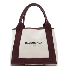 Load image into Gallery viewer, BALENCIAGA Navy Kabas Natural/Bordeaux339933 Canvas Leather
