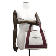 Load image into Gallery viewer, BALENCIAGA Navy Kabas Natural/Bordeaux339933 Canvas Leather
