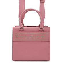 将图像加载到图库查看器中，BVLGARI Logo 2way Tote Bag Pink291221 Leather
